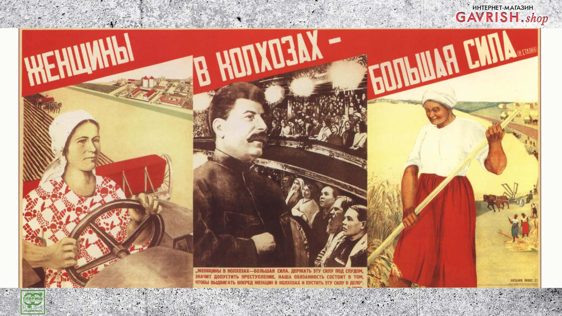 «Женщины в колхозах – большая сила!» Плакат 1933 г. Наталия Пниус 